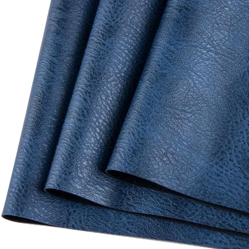 Faux Leather Sheets Fabric 16" X 54",Thick Durable Synthetic Upholstery Vinyl, Suitable for Furniture Replacement and Renovation Materials, Wallets, DIY Sewing Projects (Navy Blue, 16"X54") - color: Navy Blue, size: 16"X54"