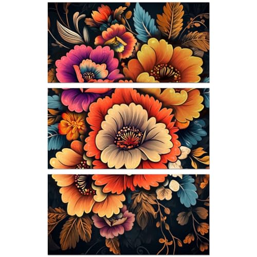 Peacoblue Boho Colorful Flowers Rub On Transfers for Furniture Craft 6"x12" - style: Bohemian Colorful Flowers