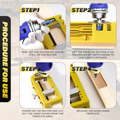 Door Hinge Jig Router Template for Woodworking - color: Green