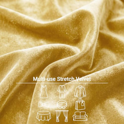 Stretch Velvet Fabric by the Yard Deep Gold 60 Inch Wide 1 Yard - color: Deep Gold, size: 1 Yard