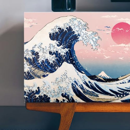 PLIGREAT 3 Sheets Pink Sea Wave Rub on Transfer Stickers for Crafts Japanese Cartoon Style Waterproof UV DTF Rub on Decals for Furniture Cabinet Dressers Ceramic Scrapbooking Decorative Transfer Paper - style: Pink Sea Wave