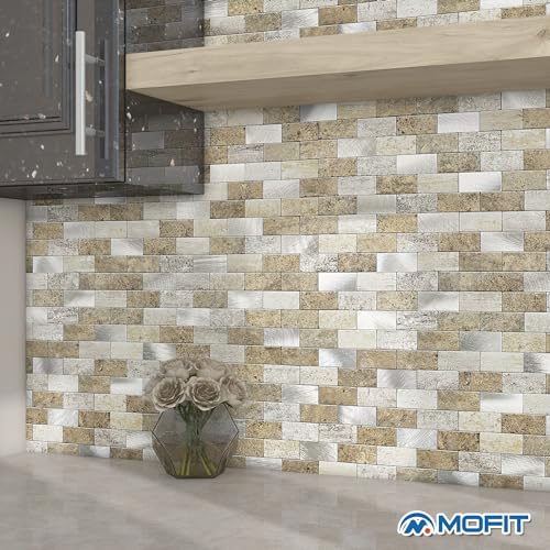 Peel and Stick Backsplash Stone Tiles Castle Brown 10pcs - color: Castle, size: 10sheets