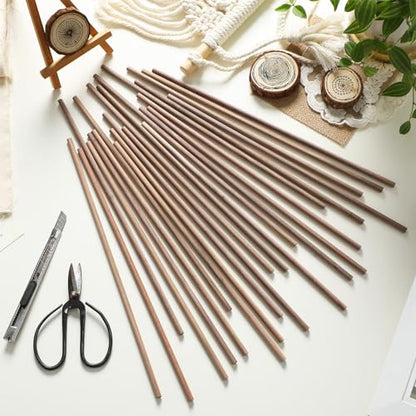 Wenqik 24 Pcs Walnut Dowel Rods 3/8 x 12 Inch Hardwood Stick for DIY Craft - size: 3/8 x 12 Inch