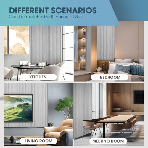 OUZUGIE WPC Acoustic Slat Wall Paneling, 8-Pack 114 x 6 Inches - color: Gray, size: (High)114“ x 6"