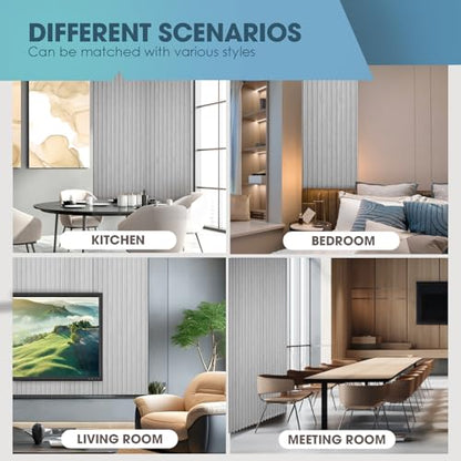 OUZUGIE WPC Acoustic Slat Wall Paneling, 8-Pack 114 x 6 Inches - color: Gray, size: (High)114“ x 6"