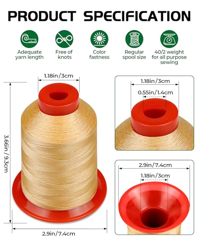 1000 Meters FIVEIZERO Extra Strong Upholstery Thread,Cream Bonded Nylon Thread for Denim Leather,Craft,Machine,DIY and Home (1 Pack) CJ - color: Cream