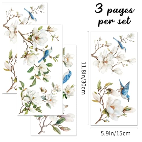 3 Sheet Vintage Magnolia Rub on Transfers for Crafts Furniture - style: Magnolia Theme 1