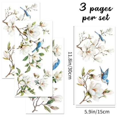 3 Sheet Vintage Magnolia Rub on Transfers for Crafts Furniture - style: Magnolia Theme 1