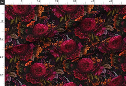Spoonflower Fabric Moody Floral Gothic Flower on Upholstery Velvet - size: Fat Quarter