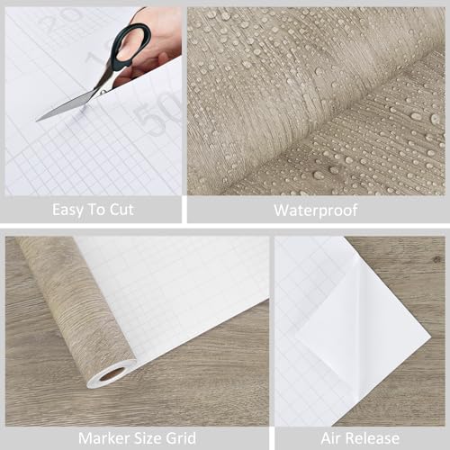 WESTICK Wood Grain Contact Paper Peel and Stick Countertops Waterproof Wood Look Wallpaper Stick and Peel Wood Contact Paper for Cabinets Kitchen Table Bedroom Dresser Desk 15.8" x 78" - color: 4.brown, size: 15.8" x 78"