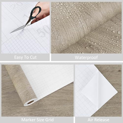 WESTICK Wood Grain Contact Paper Peel and Stick Countertops Waterproof Wood Look Wallpaper Stick and Peel Wood Contact Paper for Cabinets Kitchen Table Bedroom Dresser Desk 15.8" x 78" - color: 4.brown, size: 15.8" x 78"