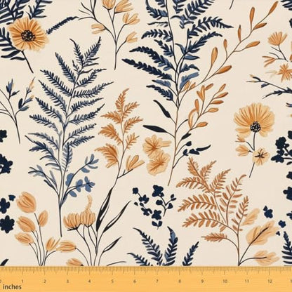 Erosebridal Boho Floral Fabrics by The Yard Plant Pattern Upholstery Soft - color: Black, size: 10 Yards