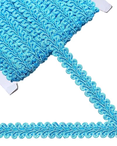 14 Yards Gimp Braid Trim,1/2 inch Gift Wrap Ribbon, Woven Fabric Lace Trim for Upholstery Costume Curtain,Lamp,Jewelry,Decorative Embellishment for Sewing Craft (Sky Blue) - color: Sky Blue