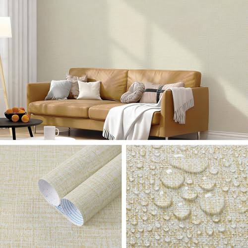Guvana Grasscloth Peel and Stick Wallpaper Cream Textured Contact Paper Modern Removable Self Adhesive Wall Paper Thicken Fabric Faux Linen Wallpaper for Bathroom Wall Covering Vinyl 78.7inx15.7in - color: Ceam, size: 15.7" x 78.7"