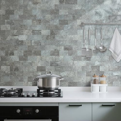 DICOFUN 1 Sheet Mountain Rock Thick PVC Peel and Stick Backsplash Wall Tiles, 12"x12" Self Adhesive Subway Tile for Kitchen and Bathroom Backsplash - color: Mountain Rock, size: 1 Sheet, 12"x12"x0.12"