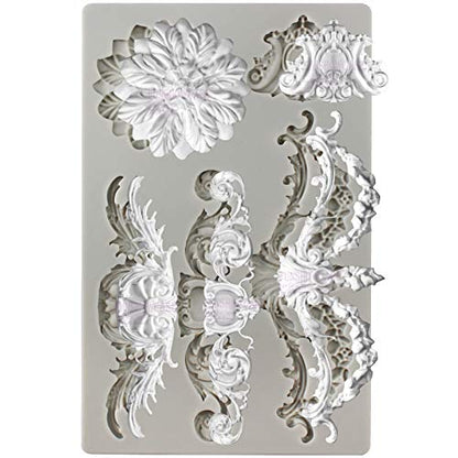 Baroque Style Ornament Curlicues Silicone Molds 3-Count Cherub Birdbath Scrollworks Art Deco Inspired Lace - color: Cherub,Birdbath,Scrollworks,Art Deco Lace 3-Tray