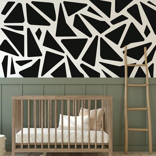 Large Black Boho Geometric Wall Decals, Modern Triangle Wall Décor - style: Modern