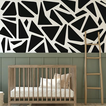 Large Black Boho Geometric Wall Decals, Modern Triangle Wall Décor - style: Modern