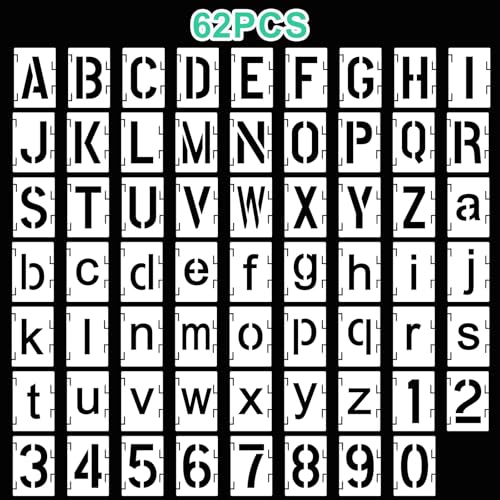 Augshy 56 Pcs Letter Stencils for Painting, 2 Inch Reusable Templates - style: Alphabet and Number
