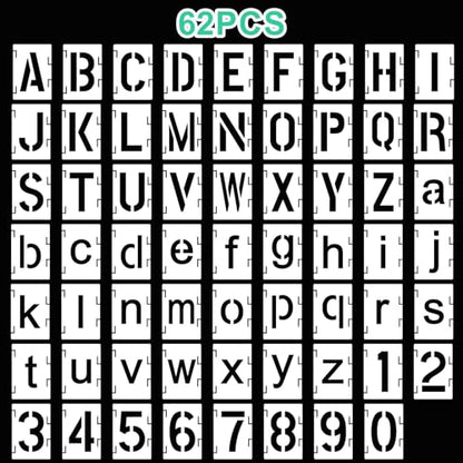 Augshy 56 Pcs Letter Stencils for Painting, 2 Inch Reusable Templates - style: Alphabet and Number