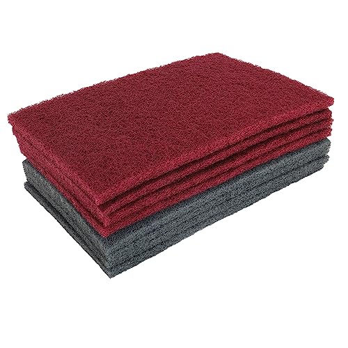 6"x9" Scuff Pads 8 Pack - 4 Maroon 320 & 4 Gray 800 Grit for Paint Prep, Auto Body & Woodworking, Non-Woven, Reusable Wet or Dry, Resists Clogging & Tearing - color: Maroon+Gray, size: 8 pcs (6" x 9")