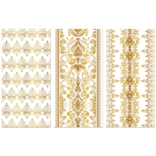 Peacoblue Exquisite Gold Lace Rub On Transfers for Furniture Craft 6"x12" - style: Exquisite Gold Lace