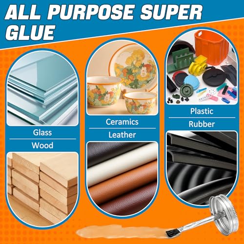 JAOJAO Super Glue with Brush(170ml), All Purpose Strong Clear Adhesive