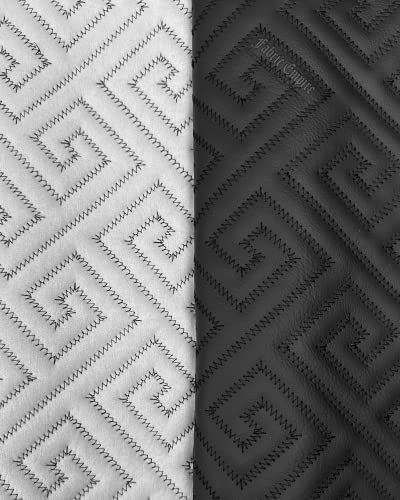 Vinyl Quilted Foam Fabric with 3/8" Foam Backing Upholstery / 52" Wide/Sold by The Yard/FABRIC EMPIRE (Black Grecca with HQ Black Thread, Greek Key) - color: Black, size: Greek Key