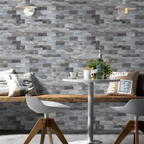 Vamos Tile 100-Pack Peel and Stick Backsplash Tile,3" x 6" PVC Subway Tile - color: Distressed Wood