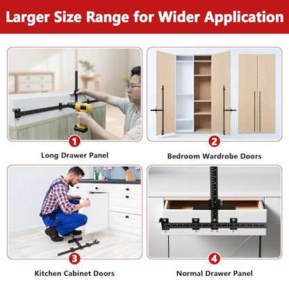 44" Max Cabinet Hardware Jig, with 16" Cabinet Handle Jig,Aluminum Alloy - color: Black