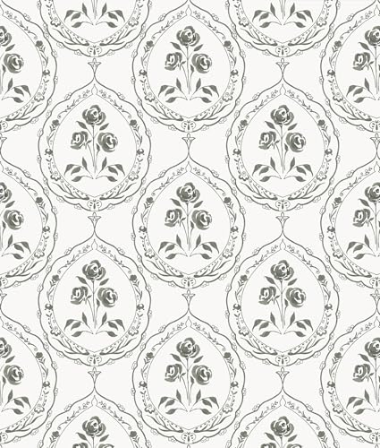 Boho Floral Peel and Stick Wallpaper Gray Green Self Adhesive Wallpaper - color: Gray Green