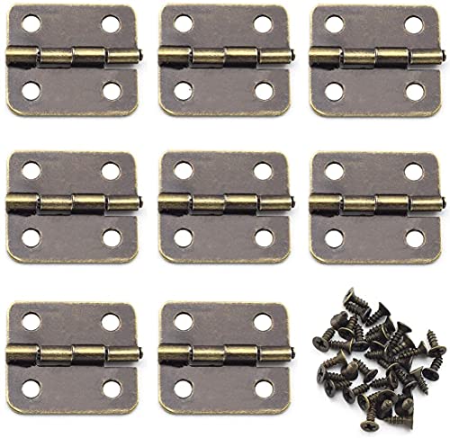 Mini Retro Metal Hinges 30 Pcs Antique Jewelry Box Hinges with Screws for Gift Case Dollhouse Cabinet DIY Model(13 x 12 mm, Bronze)
