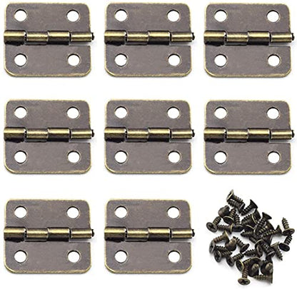 Mini Retro Metal Hinges 30 Pcs Antique Jewelry Box Hinges with Screws for Gift Case Dollhouse Cabinet DIY Model(13 x 12 mm, Bronze)