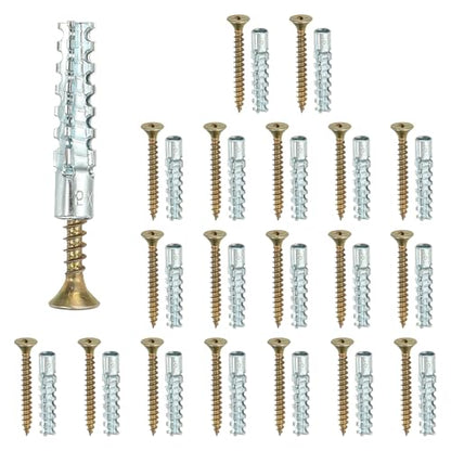 PATIKIL 20 Pcs Drywall Hollow Wall Anchors with Screws 0.16 x 1.38, Steel Dry Wall Anchors Kit for Wooden Concrete Plaster Hinge Hole Repair, Silver (5 x 30mm) - size: 5 x 30mm