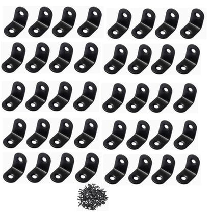 40-Piece Set of Stainless Steel L-Shaped Right-Angle Support Brackets (0.8x0.8inx0.6in), 80 Screws; Heavy-Duty Corner Braces for Shelves, Wooden Furniture, Cabinets, and Chairs - size: 20*20*16