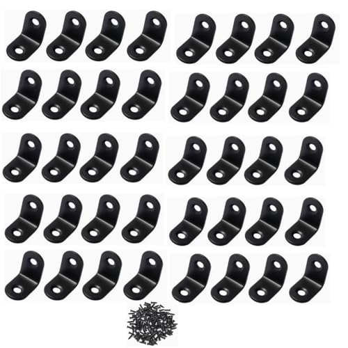 40-Piece Set of Stainless Steel L-Shaped Right-Angle Support Brackets (0.8x0.8inx0.6in), 80 Screws; Heavy-Duty Corner Braces for Shelves, Wooden Furniture, Cabinets, and Chairs - size: 20*20*16