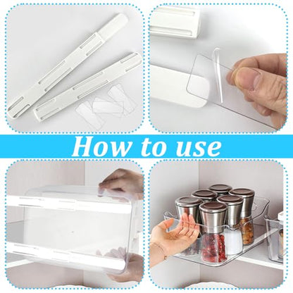 6 Pcs Adhesive Sliders for Cabinets Pull Out Drawer Organizer Accessories Pull Out Rail for Baskets,Bins,Cabinet,Shelves Basket Office Glide Cabinet Tracks Runner DIY Drawer Organizers Slides