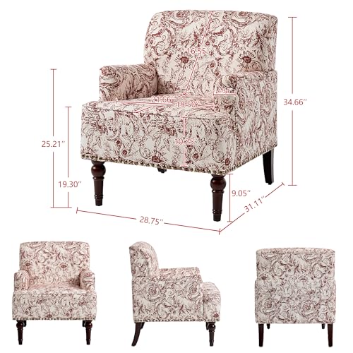 Mid-Century Modern Accent Chair, Rococo Orange, Set of 2 - color: Fabric Rococo Orange