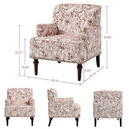 Mid-Century Modern Accent Chair, Rococo Orange, Set of 2 - color: Fabric Rococo Orange