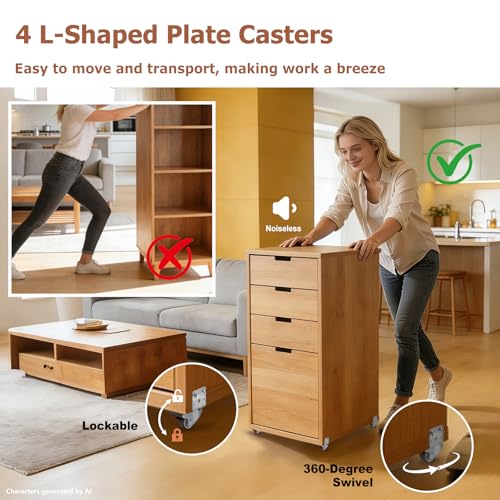 1 Inch L-Shape Small Caster Wheels, Side Mount Plate Casters Set 4