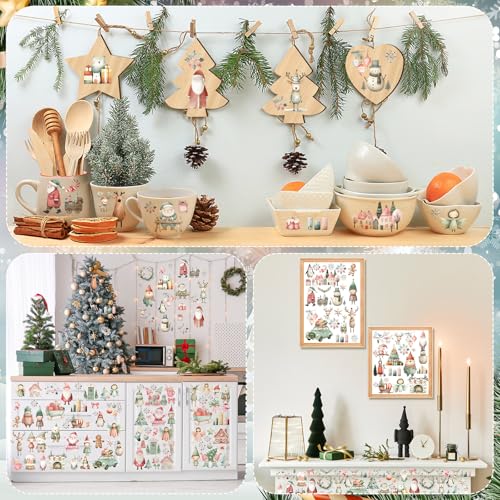 BBTO 12 Sheets Christmas Rub on Transfers for Crafts - style: Cute
