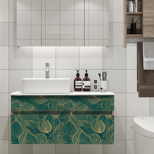 Gold Leaves Peel and Stick Wallpaper - 17.71in X 236.2in Self-Adhesive, Removable, Waterproof Vinyl for Bedroom, Living Room, Cabinets - color: Wallpaper-03, size: 17.7" x 236.2"
