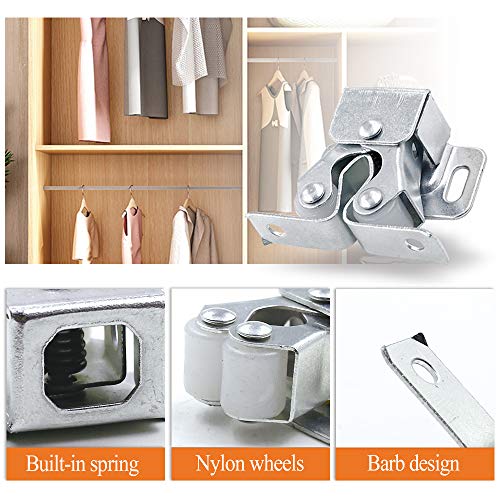 Luomorgo Double Roller Catch Cabinet Latches, Silver, 24 Pack - color: Silver, size: 24 Pieces