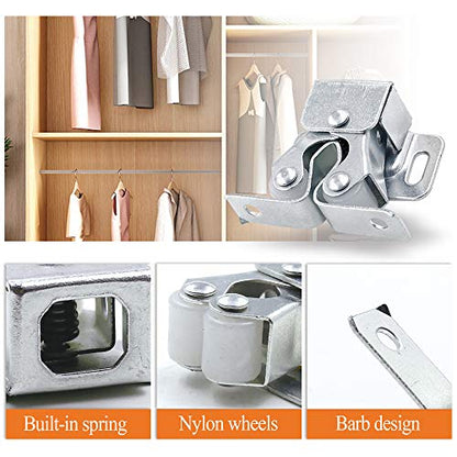 Luomorgo Double Roller Catch Cabinet Latches, Silver, 24 Pack - color: Silver, size: 24 Pieces