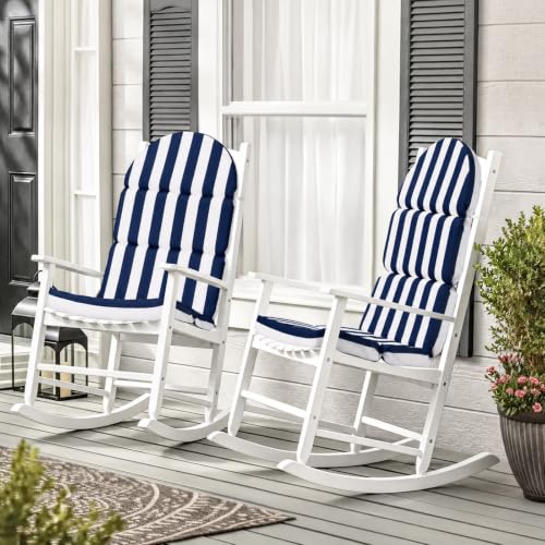 Adirondack Chair Cushion, 50x20 in Outdoor Rocking Seat Pad, 1 Pack - color: Navy Blue White Stripe, size: 1 pack