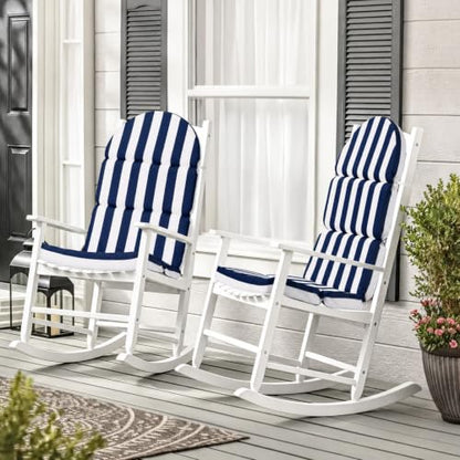 Adirondack Chair Cushion, 50x20 in Outdoor Rocking Seat Pad, 1 Pack - color: Navy Blue White Stripe, size: 1 pack