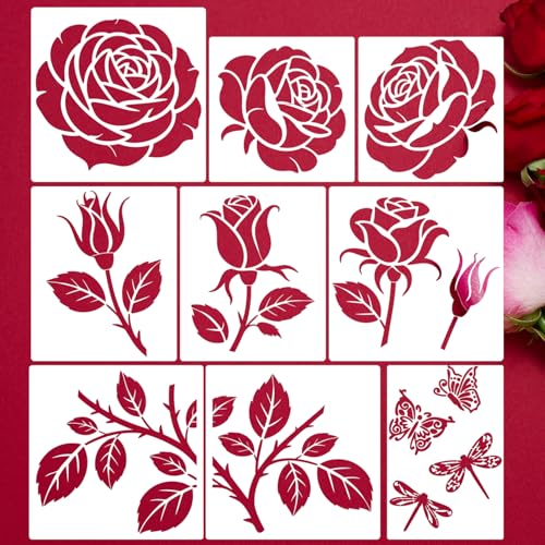 Large Flower Stencils for Wood Fence Rose Stencil - style: Rose