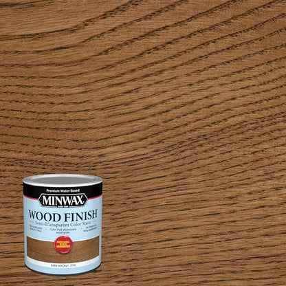 Minwax Wood Finish Water-Based Semi-Transparent Color Stain, Dark Walnut, 1 Quart