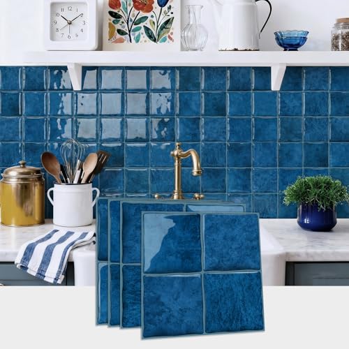 20Pcs Blue Peel and Stick Kitchen Backsplash Slab Tile Sticker 6"x6"﻿ - color: D-002