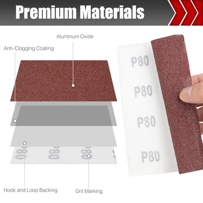 120 Pcs 1/4 Sheet Sandpaper, Assorted 60 80 120 150 180 240 400 600 Grit Sand Paper, Sandpaper Assortment with Hook & Loop Backing for Wood Wood Automotive Palm Sanders Wet Dry Sanding